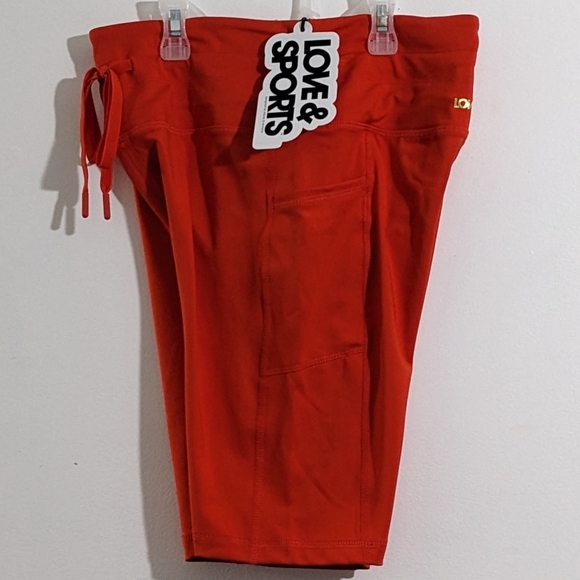 Love & Sports Women's Red Bike Shorts With Drawstring Tie, Size Small(4-6), NWT - Picture 3 of 4